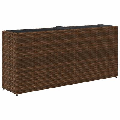 vidaXL Pflanzkübel mit 2 Töpfen 2 Stk. Braun 90x20x40 cm Poly Rattan