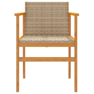 vidaXL Gartenstühle 2 Stk. Beige Poly Rattan und Massivholz