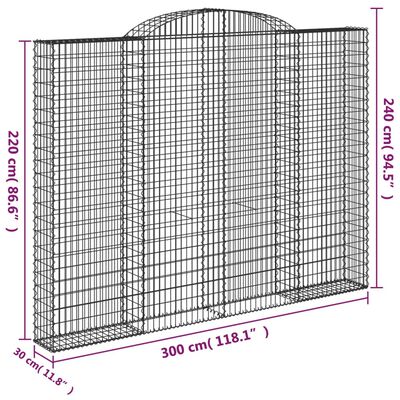 vidaXL Gabionen mit Hochbogen 5 Stk. 300x30x220/240cm Verzinktes Eisen