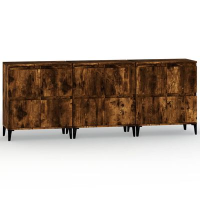 vidaXL Sideboards 3 Stk. Räuchereiche 60x35x70 cm Holzwerkstoff