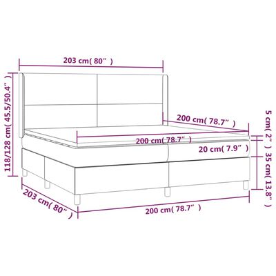 vidaXL Boxspringbett mit Matratze Schwarz 200x200 cm Samt