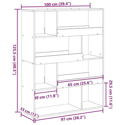 vidaXL Raumteiler Weiß 100x33x125,5 cm Holzwerkstoff