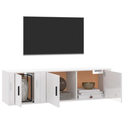 vidaXL 2-tlg. TV-Schrank-Set Hochglanz-Weiß Holzwerkstoff