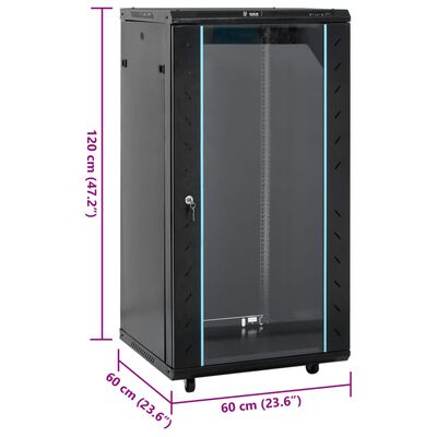 vidaXL 22U Netzwerkschrank 19" IP20 Schwarz 60x60x120 cm