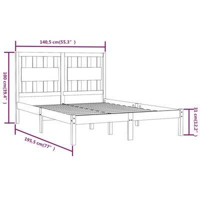 vidaXL Massivholzbett Kiefer 135x190 cm