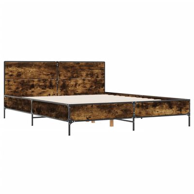 vidaXL Bettgestell Räuchereiche 140x190 cm Holzwerkstoff und Metall