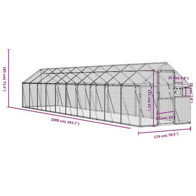 vidaXL Voliere Anthrazit 1,79x10x1,85 m Aluminium