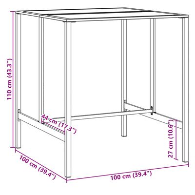 vidaXL Bartisch Schwarz 100x100x110 cm Pulverbeschichteter Stahl