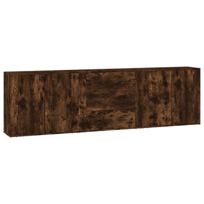 vidaXL Sideboards 3 Stk. Räuchereiche Holzwerkstoff