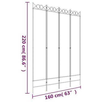 vidaXL 4-tlg. Paravent Weiß 160x220 cm Stoff