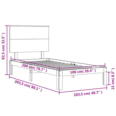 vidaXL Massivholzbett mit Kopfteil Weiß 100x200 cm