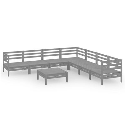 vidaXL 8-tlg. Garten-Lounge-Set Massivholz Kiefer Grau