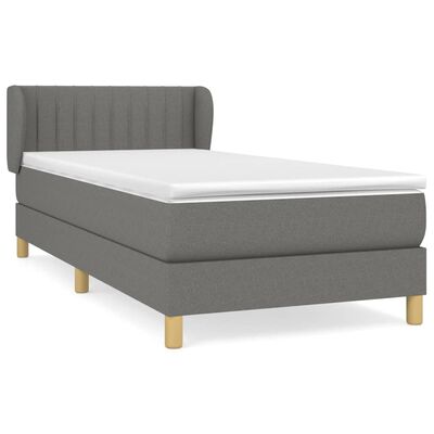 vidaXL Boxspringbett mit Matratze Dunkelgrau 90x190 cm Stoff