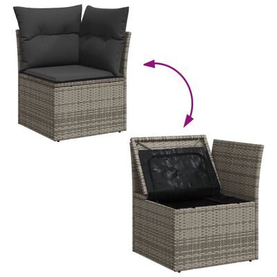 vidaXL 8-tlg. Garten-Sofagarnitur mit Kissen Grau Poly Rattan