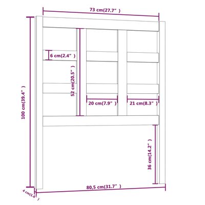 vidaXL Kopfteil Schwarz 80,5x4x100 cm Massivholz Kiefer