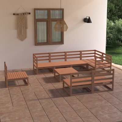 vidaXL 9-tlg. Garten-Lounge-Set Honigbraun Massivholz Kiefer