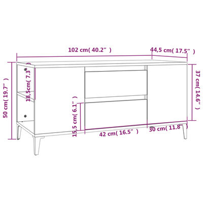 vidaXL TV-Schrank Sonoma-Eiche 102x44,5x50 cm Holzwerkstoff