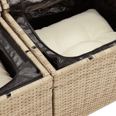 vidaXL 8-tlg. Garten-Sofagarnitur mit Kissen Beige Poly Rattan