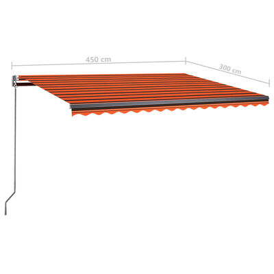 vidaXL Automatische Markise mit LED & Windsensor 450x300 Orange/Braun