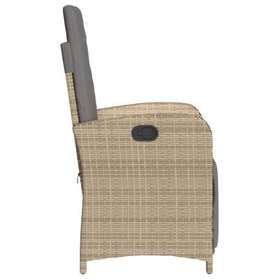 vidaXL Gartensessel mit Fußteil 2 Stk. Verstellbar Poly Rattan