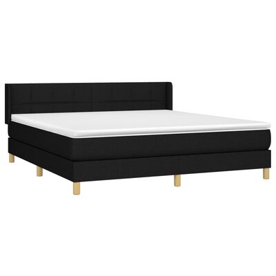 vidaXL Boxspringbett mit Matratze Schwarz 180x200 cm Stoff