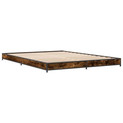 vidaXL Bettgestell Räuchereiche 135x190 cm Holzwerkstoff und Metall