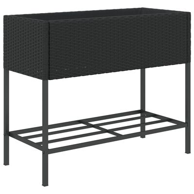 vidaXL Hochbeete mit Ablage 2 Stk. Schwarz 90x40x75 cm Poly Rattan