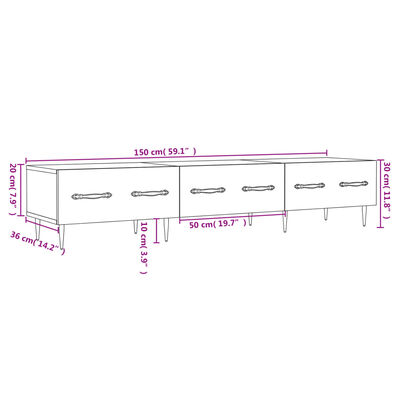 vidaXL TV-Schrank Räuchereiche 150x36x30 cm Holzwerkstoff