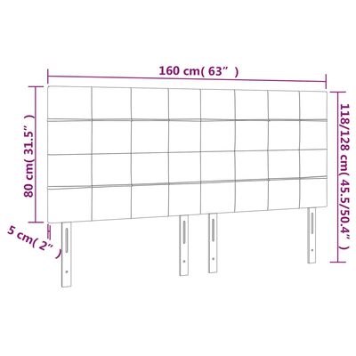 vidaXL Kopfteile 4 Stk. Schwarz 80x5x78/88 cm Samt