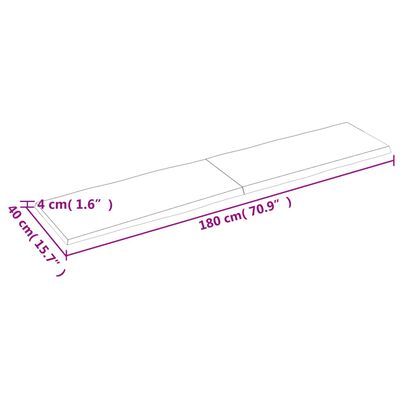 vidaXL Tischplatte 180x40x(2-4) cm Massivholz Behandelt Baumkante