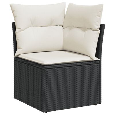 vidaXL 10-tlg. Garten-Sofagarnitur mit Kissen Schwarz Poly Rattan