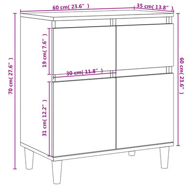 vidaXL Sideboard Sonoma-Eiche 60x35x70 cm Holzwerkstoff