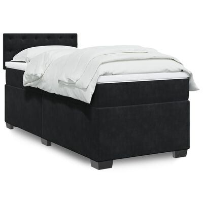 vidaXL Boxspringbett mit Matratze Schwarz Samt