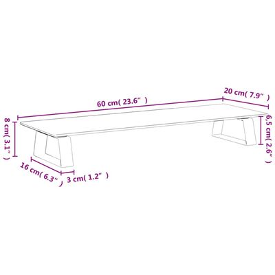 vidaXL Monitorständer Weiß 60x20x8 cm Hartglas und Metall