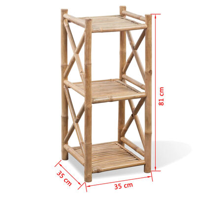 vidaXL Standregal mit 3 Böden Quadratisch Bambus