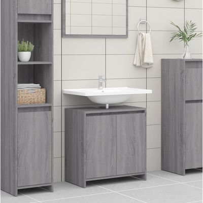 vidaXL Badschrank Grau Sonoma 60x33x61 cm Holzwerkstoff