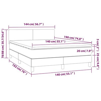 vidaXL Boxspringbett mit Matratze Taupe 140x190 cm Stoff