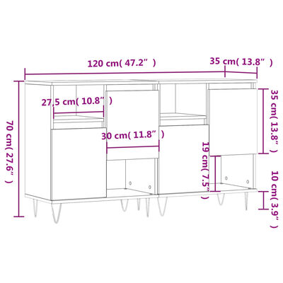 vidaXL Sideboards 2 Stk. Schwarz Holzwerkstoff