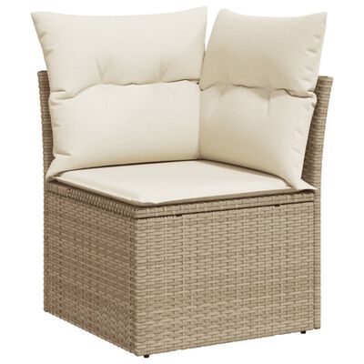 vidaXL 5-tlg. Garten-Sofagarnitur mit Kissen Beige Poly Rattan