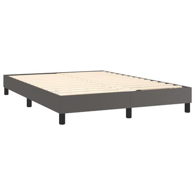 vidaXL Boxspringbett mit Matratze Grau 140x200 cm Kunstleder