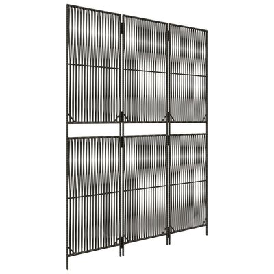 vidaXL Paravent 3-tlg. Grau Poly Rattan