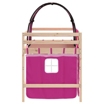 vidaXL Kinderhochbett mit Tunnel Rosa 90x190 cm Massivholz Kiefer