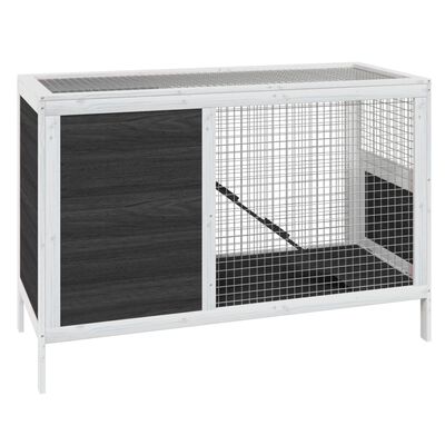 vidaXL Kaninchenstall Grau 103x44x69,5 cm Massivholz Kiefer