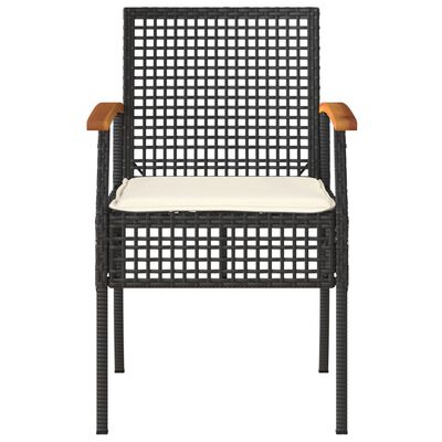 vidaXL 3-tlg. Bistro-Set mit Kissen Schwarz Poly Rattan Akazienholz