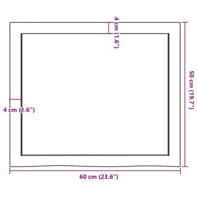 vidaXL Tischplatte 60x50x(2-6) cm Massivholz Eiche Unbehandelt