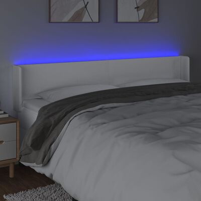 vidaXL LED Kopfteil Weiß 183x16x78/88 cm Kunstleder