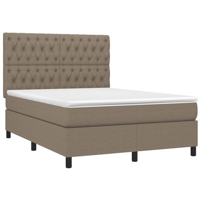 vidaXL Boxspringbett mit Matratze & LED Taupe 140x200 cm Stoff