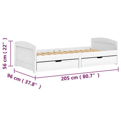 vidaXL Tagesbett mit 2 Schubladen IRUN Weiß 90x200cm Massivholz Kiefer