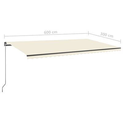 vidaXL Standmarkise Automatisch 600x300 cm Creme