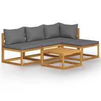 vidaXL 5-tlg. Garten-Lounge-Set mit Auflagen Massivholz Akazie